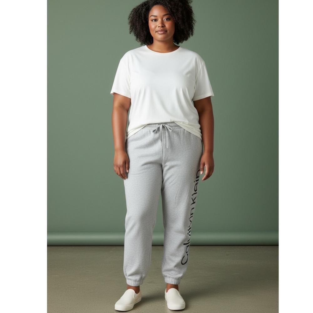 Calvin‎ Klein Performance Womens 3X Heather Gray Logo Jogger Sweatpants